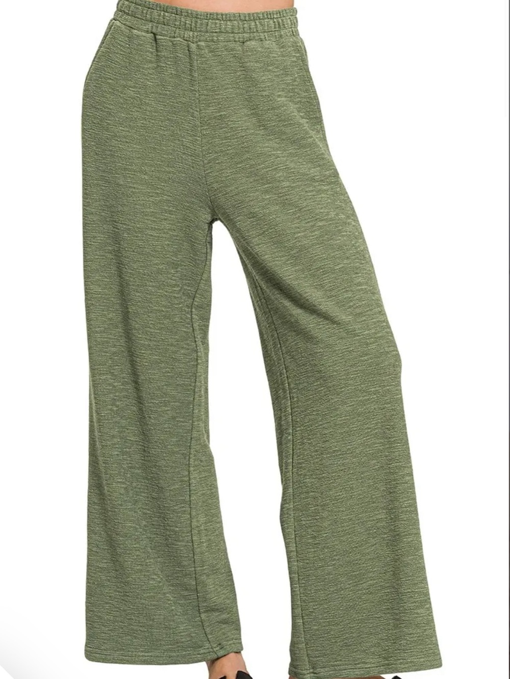 Zenana cotton slub Olive Green Wide-Leg Lounge Pants Size M
